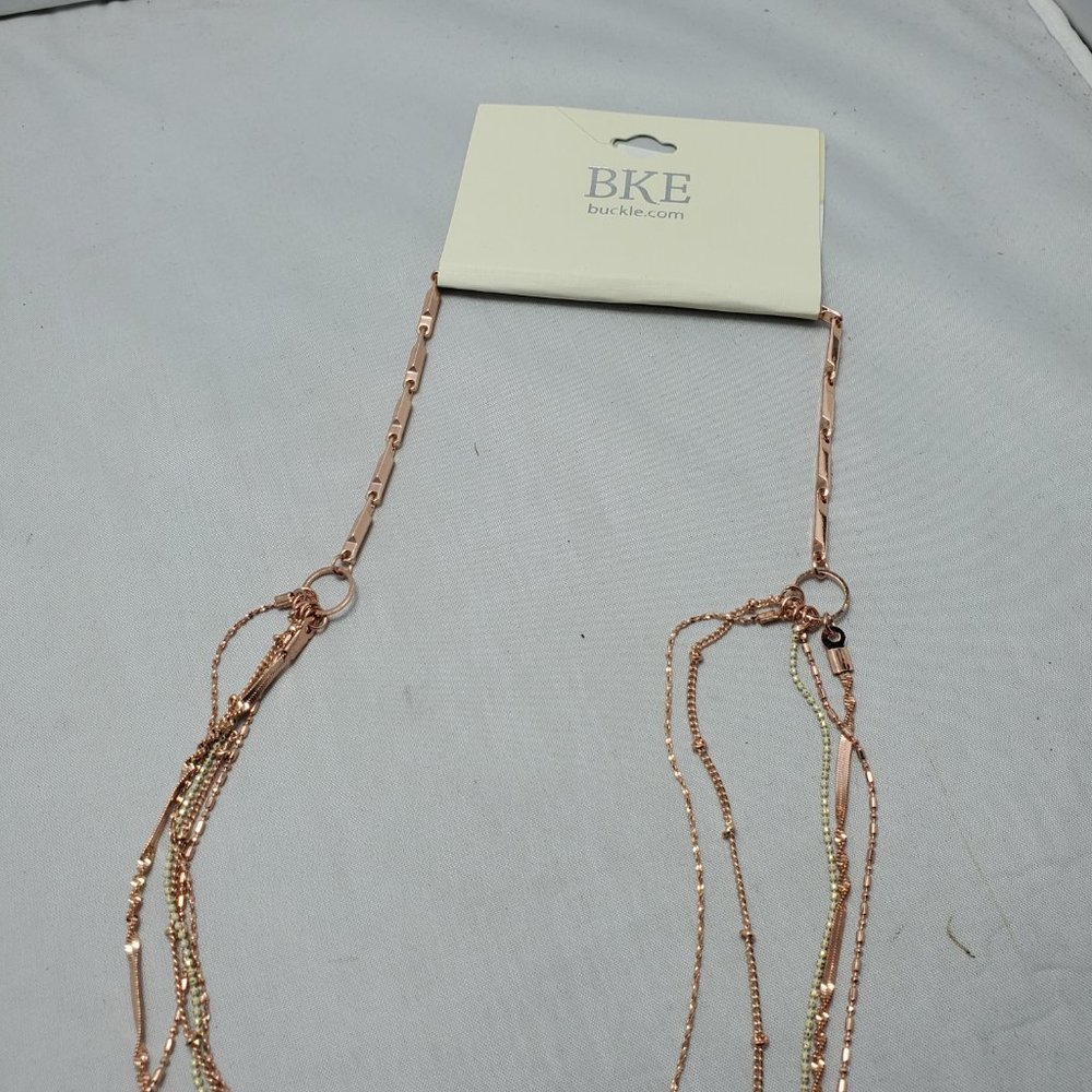 BKE 5 layered necklace rose gold chain- cream color beads - Picture 8 of 8